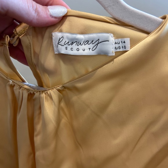 GOLD runway scout gold satin mini dress with front tie - Picture 3 of 4